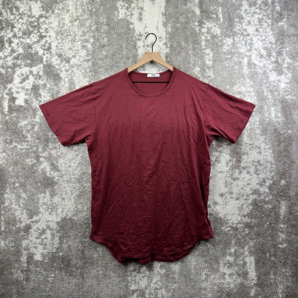 EPTM T Sirt XXL Mens Red Short Sleeve Drop Cut Curve Hem Tee 2XL